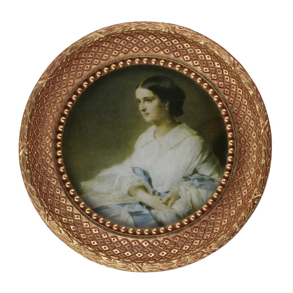 Antique Gold 8x8 Round Picture Frame ,Vintage Frame with Glass Front , Art Deco Wall Display