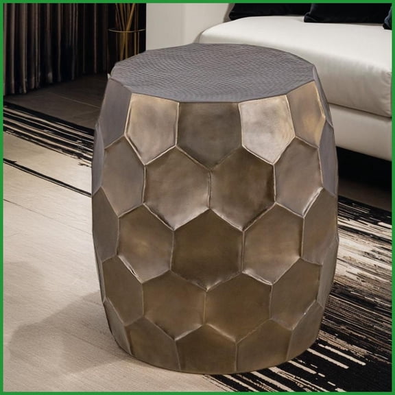 Antique Gold Aluminum Coffee Table with Glossy Diamond Base Space-Saving, No Assembly & Easy to Clean