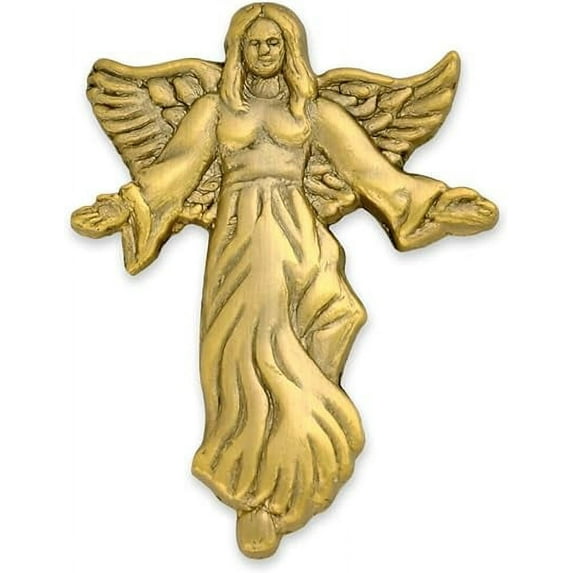 Antique Gold Angel with Flowing Dress Spiritual Lapel Pin