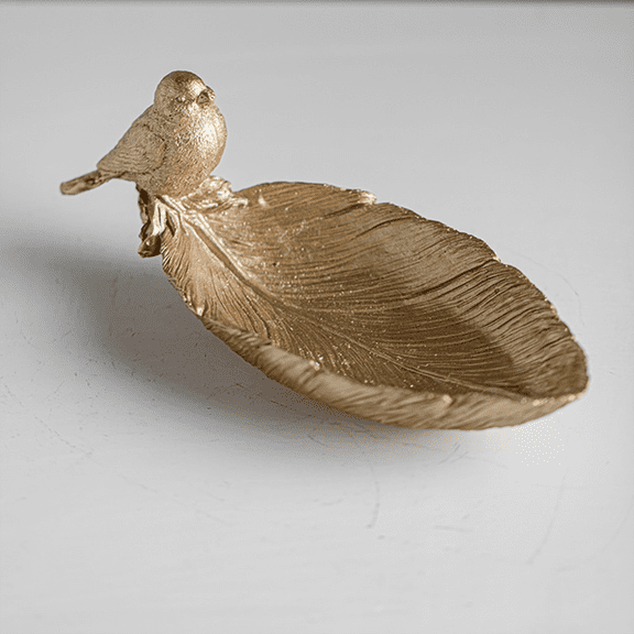 Antique Gold Bird Shaped Jewelry Tray - Ring Dish Trinket Bowl For Earrings Necklaces - Dresser Decor Accent For Women Girls - Gift Home Decorative Organizer - Small Keepsakes Catch All Storage