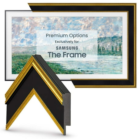 Deco TV Frames - Premiere Bezel for Samsung the Frame TV - 55" - Antique Gold & Black