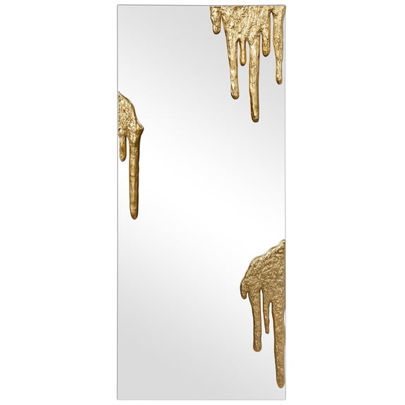 Antique Gold Foiled Icicle on a Frameless Rectangular Wall Mirror,48"x20"