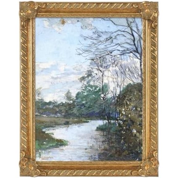 Antique Gold Frame for 8x10” Canvas Painting, 1.8” Wide Baroque Ornate Open Back Frame for Canvas Prints Pictures Portrait Landscape, No Plexiglass & Backing Board