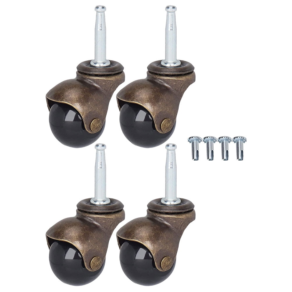 Antique Gold Furniture Caster Ball with Rod Wheel Set of 4 Stem Wheels