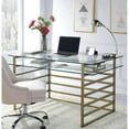 Antique Gold & Glass Writing Desk for Home Office 56" Stylish Desk