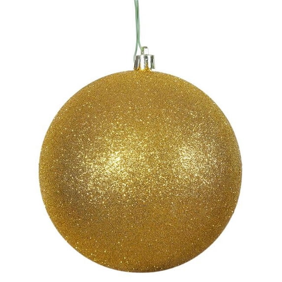Antique Gold Glitter Drilled Cap Ball Ornament, 12 in.