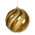 thumbnail image 1 of Antique Gold Glitter Swirl Shatterproof Christmas Ball Ornament 8" (200mm), 1 of 2