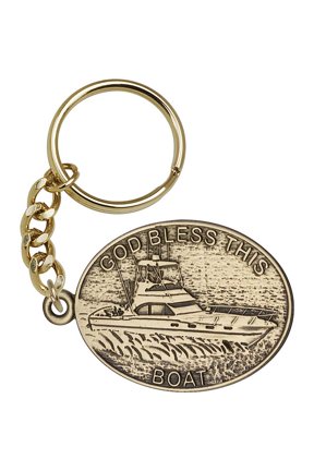 Antique Gold God Bless This Boat Keychain