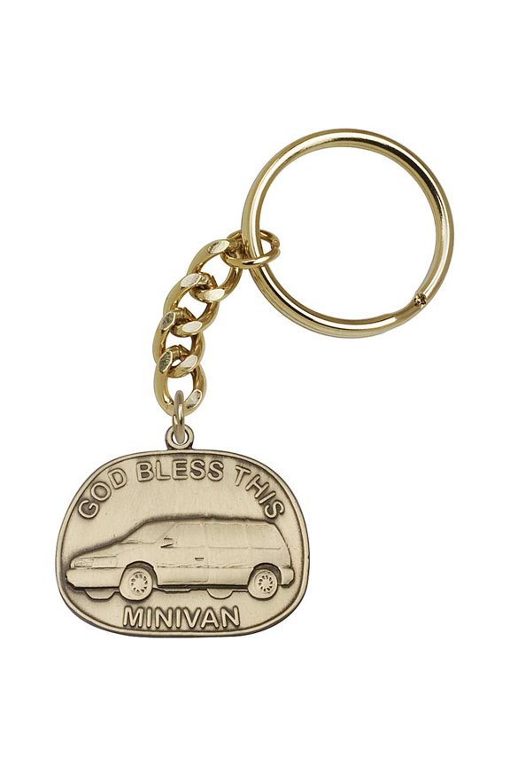 Antique Gold God Bless This Mini-Van Keychain