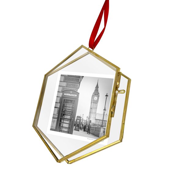 Antique Gold Hexagon Ornament Frame with Locket Closure 5x4.5 Inch