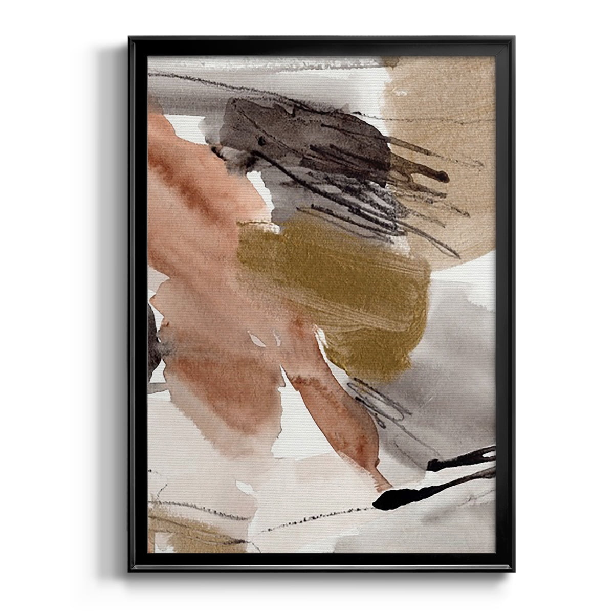 Hand Detailed Abstract Canvas Print with Black Solid Wood Frame