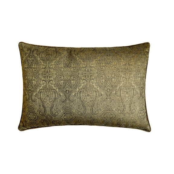 Antique Gold Luxury Lumbar Pillow Cover 12" x 14" | Contemporary Jacquard Oblong Cushion Cover Damask | Antique Gold Textured Fabric Pillowcases for Bed, Couch & Sofa, Modern Home Décor - Golden Aura