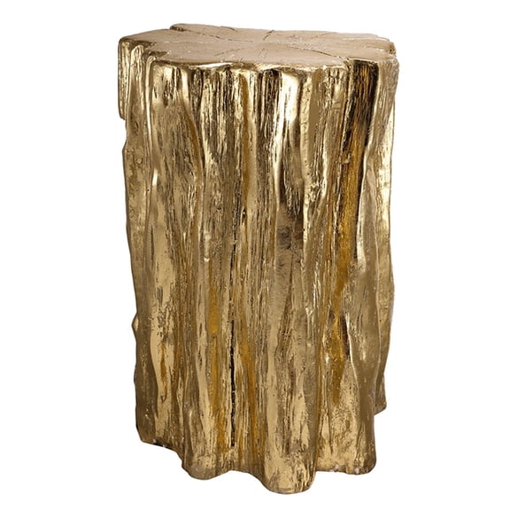 Antique Gold Magnesia Tree Trunk Accent Stool 13.5 by 13 by 20 Inch Decorative Side End Table