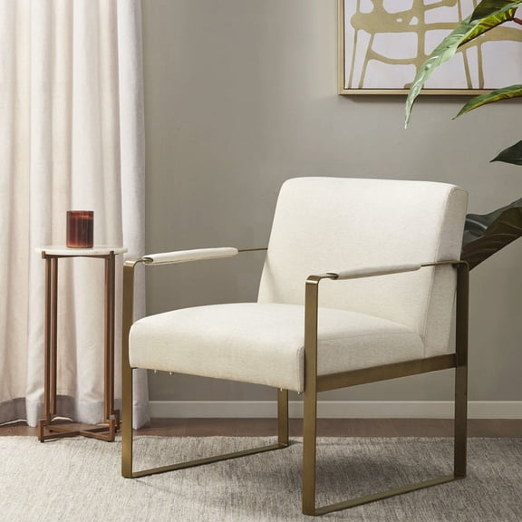 Antique Gold Metal Arm Accent Chair / Elevate Home Aesthetics / Optimal Comfort Over Time