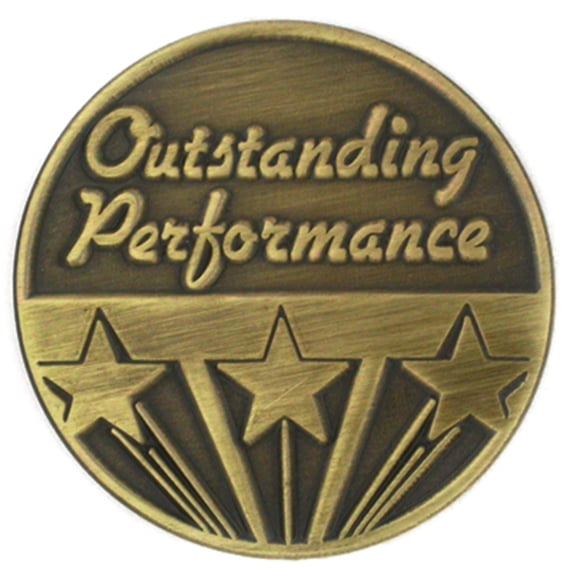 PinMart's Antique Gold Outstanding Performance Corporate Recognition Lapel Pin