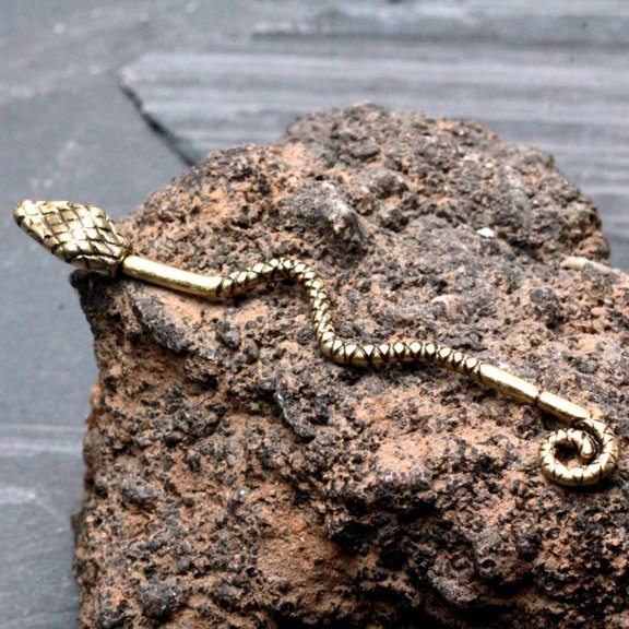 Antique Gold Plated Snake Industrial Barbell
