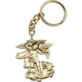 thumbnail image 1 of Antique Gold-Plated St. Michael the Archangel Keychain 2 x 1 3/4 inches, 1 of 1