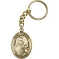 thumbnail image 1 of Antique Gold-Plated St. Theresa Keychain 1 7/8 x 1 1/4 inches, 1 of 1
