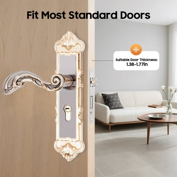 Antique Gold Privacy Door Security Entry Handle Lock Mortise Latch Set Internal External Door Lever Knob Lockset