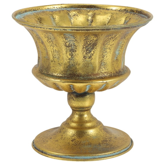 Antique Gold Roman Pillar Urn Planter for Garden and Events