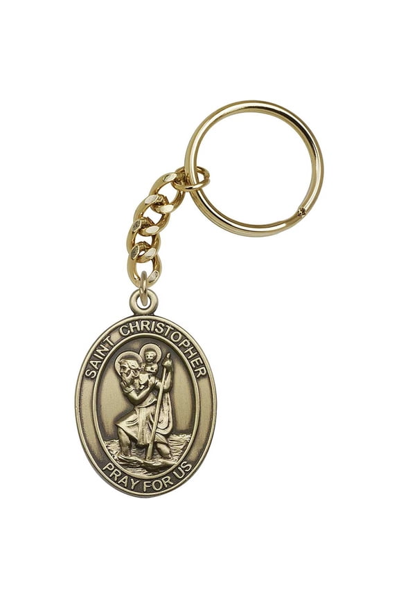 Antique Gold St. Christopher Keychain