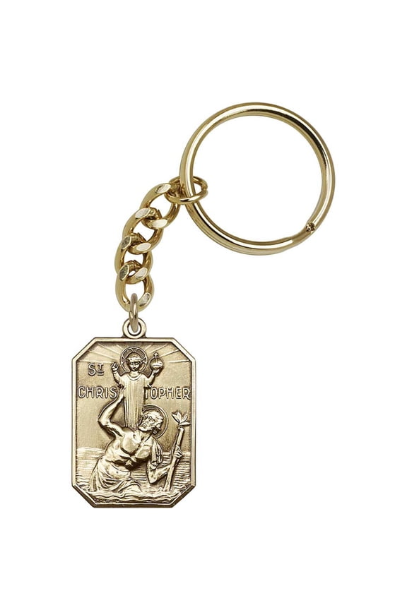 Antique Gold St. Christopher Keychain