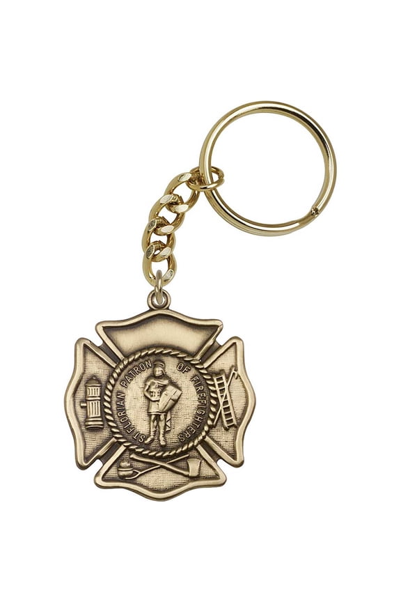 Antique Gold St. Florian Keychain