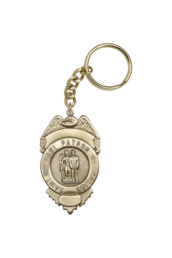 Antique Gold St. Michael the Archangel Keychain