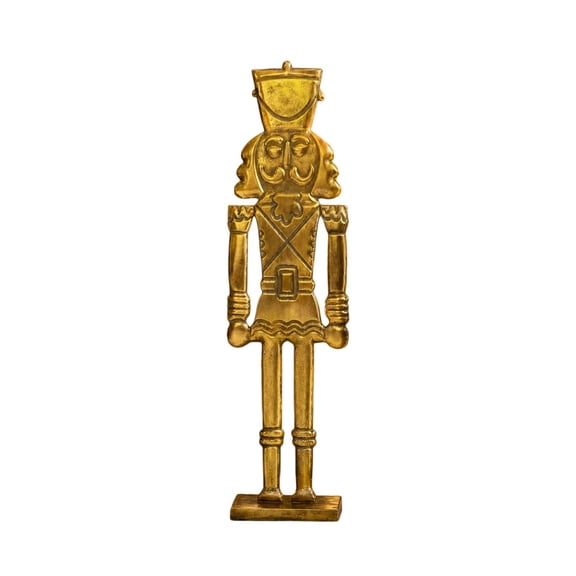 Antique Gold Standing Nutcracker Floor Statue, Vintage Textured Resin Christmas Soldier Nutcracker Ornament, Indoor Holiday Home Decor