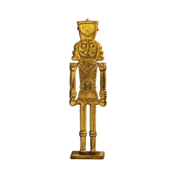 Antique Gold Standing Nutcracker Floor Statue, Vintage Textured Resin Christmas Soldier Nutcracker Ornament, Indoor Holiday Home Decor