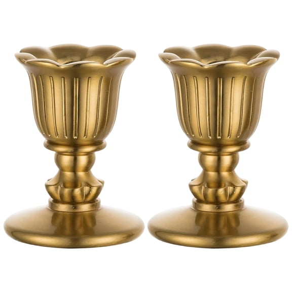 Antique Gold Taper Holders, Copper Candlesticks for Holiday Centerpieces Wedding Table Decorations