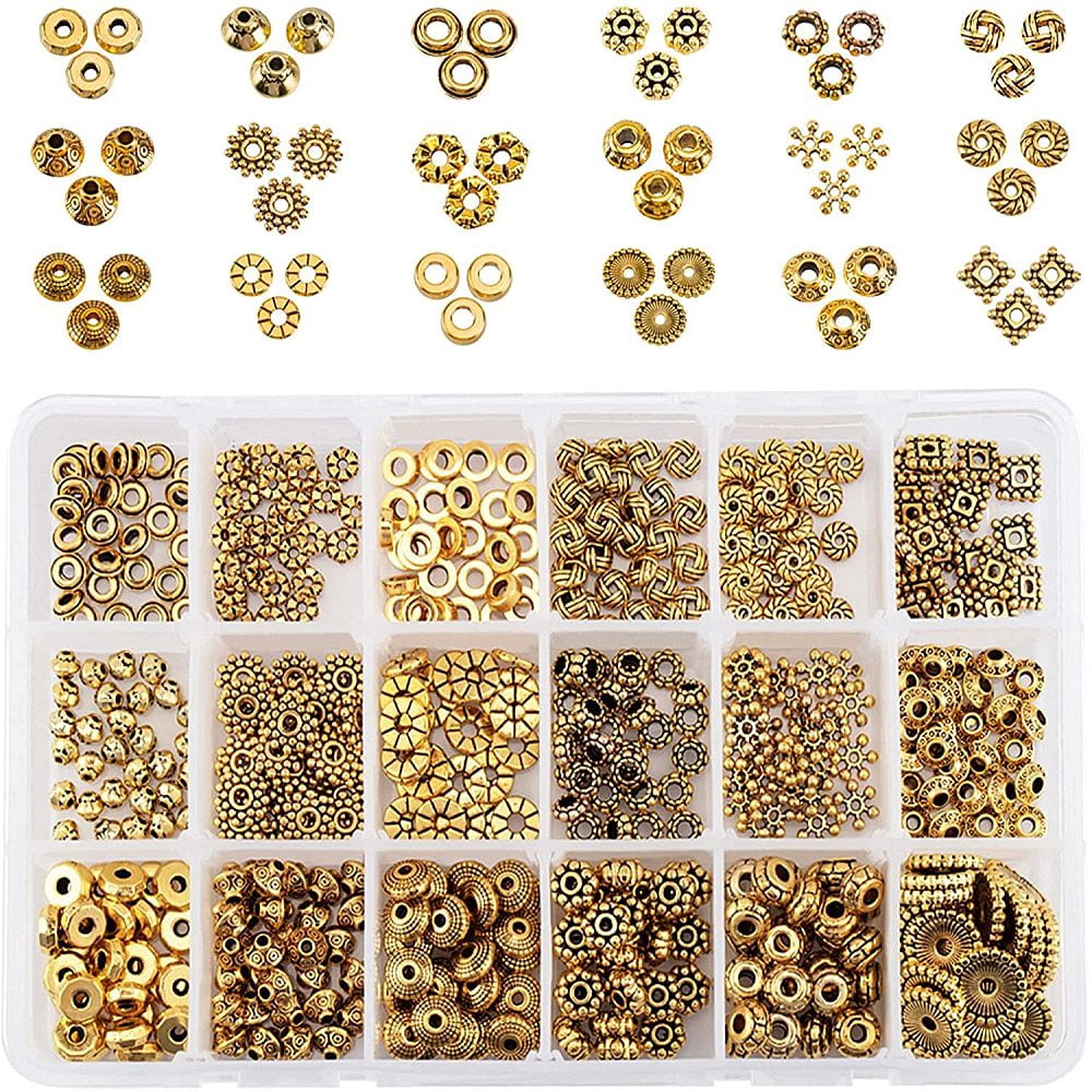 1box Tibetan style Alloy Spacer Beads Mixed Shapes Golden 16.5x10.8x3cm
