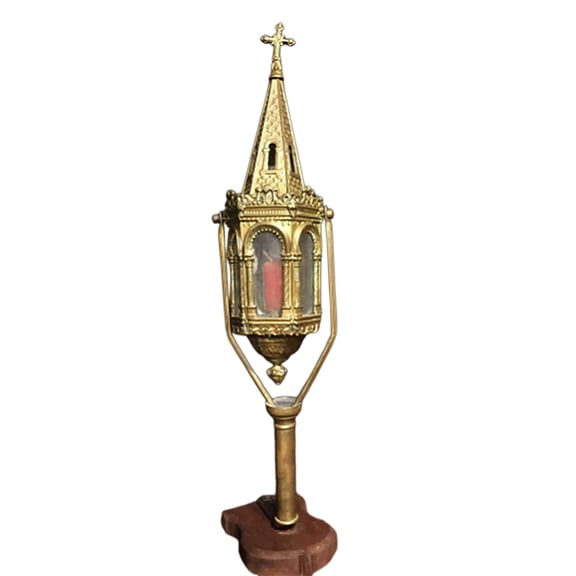 Antique Gothic Metal Candelabra Candle Holder with Medieval Style Design for Home Church Altar Mantel Dining Table Centerpiece Decor