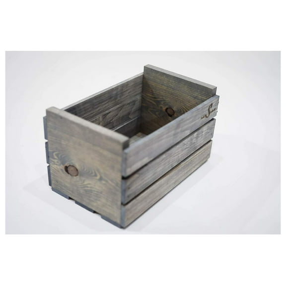 Antique Gray Stained 45 RPM Record Holder Wood Crate