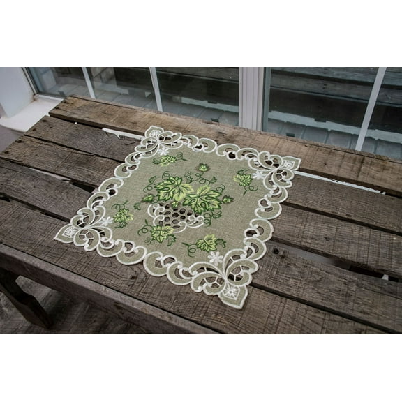 Antique Green Leaf on Sage Green Square Doily (16" Square)
