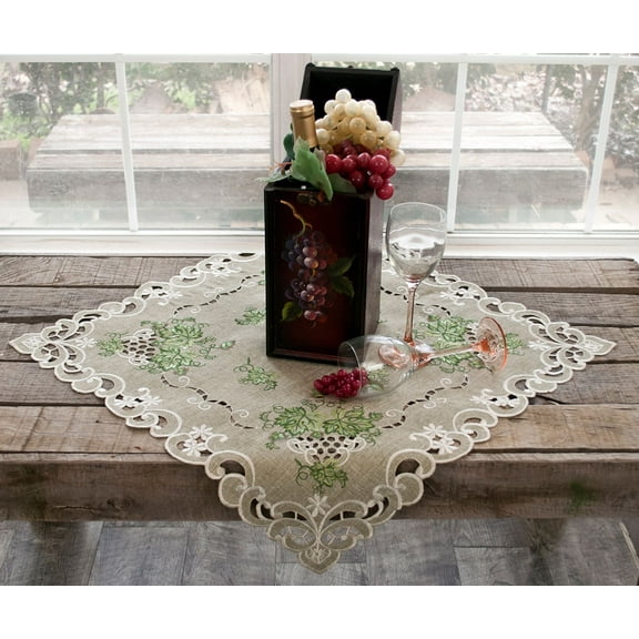 Antique Green Leaf on Sage Green Square Doily (23" Square)