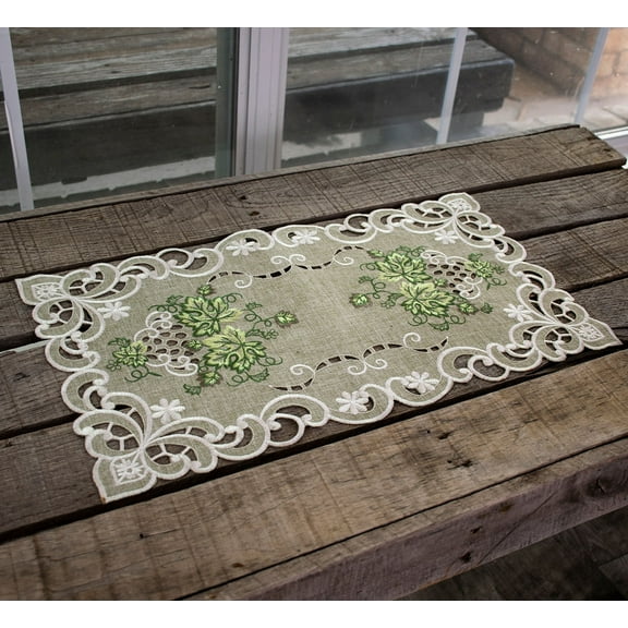 Antique Green Leaf on Sage Green Square Placemat (11" x 21")