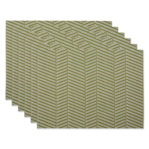 DII Antique Green Textured Twill Weave Fabric Placemat 6 Piece 13x19