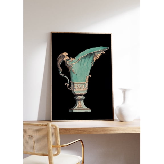 Antique Green Vase Victorian Lithograph Exhibition Poster, Unframed Size 8x12