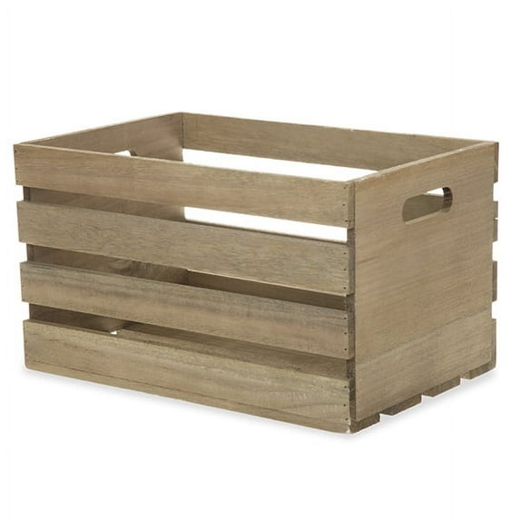 Antique Grey Wooden Storage Crate with In-Handles - Medium 15in
