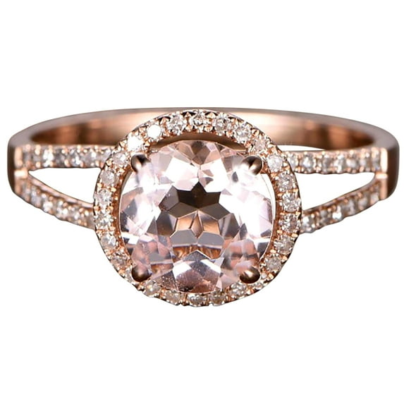 Antique Halo 1.50 carat Real Morganite and Man made diamond moissanite Halo Engagement Ring Sterling Silver with 18k Gold Plating