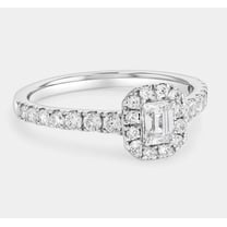 Antique Halo Plated White Gold Diamond Ring 1 Ct Moissanite Diamond Emerald Cut Women's Proposal Ring
