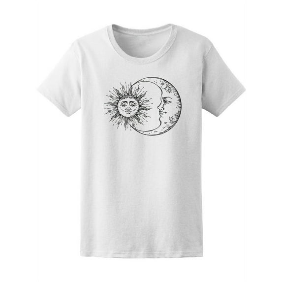 Antique Hand Drawn Sun T-Shirt Women -Image by Shutterstock, Female Small