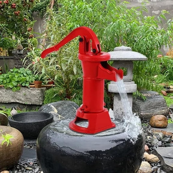 Antique Hand Well Pitcher Pump, Cast Iron Hand Well Water Pump with Ergonomic Handle, 25ft Max Lift, Manual Water Transfer Pump for Outdoor Home Garden Yard Pond Farm