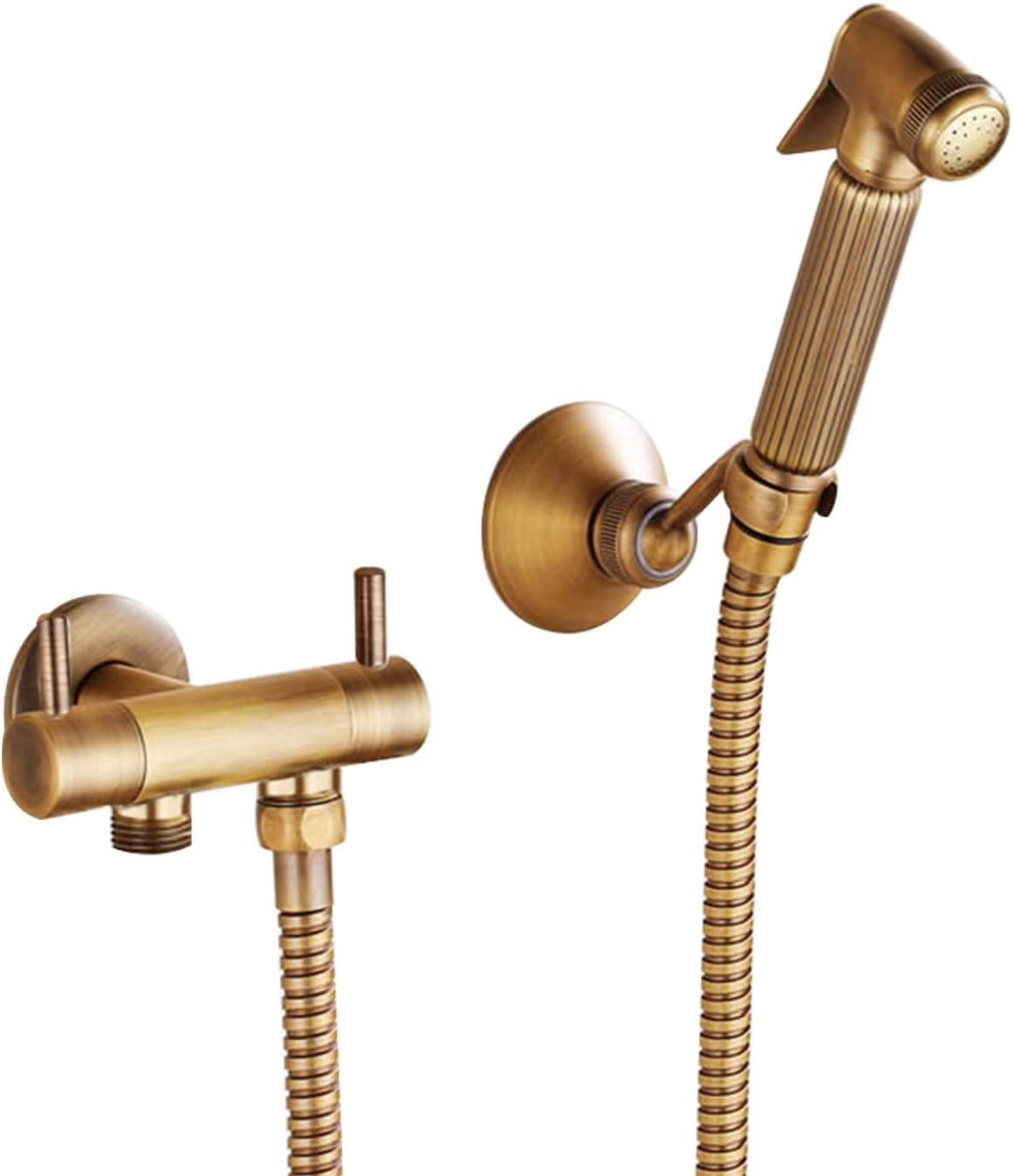 Antique Handheld Bidet Sprayer for Toilet, Brass Cloth Diaper Sprayer Kit Wall Mounted Bidet Sprayer Set Single Handle Toilet Bidet Sprayer Kit with 150cm Shower Hose
