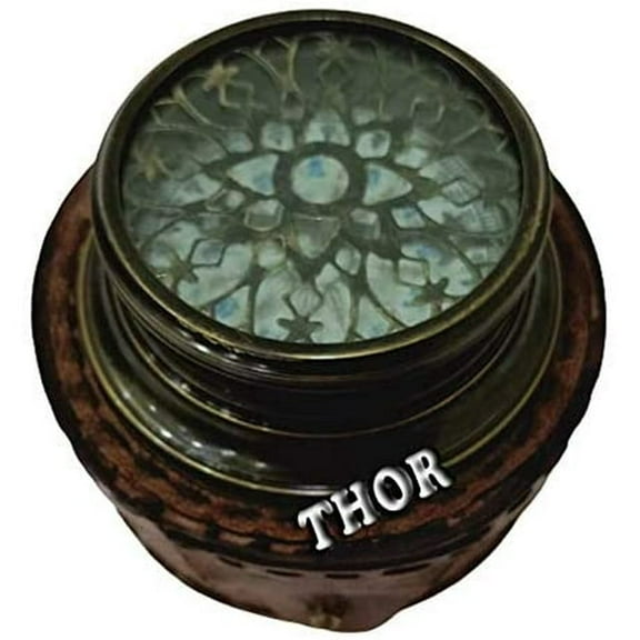 Antique Handmade Brass Compass Nautical Maritime Compass with Authentic Leather Case, Vintage Seafaring Navigation Tool