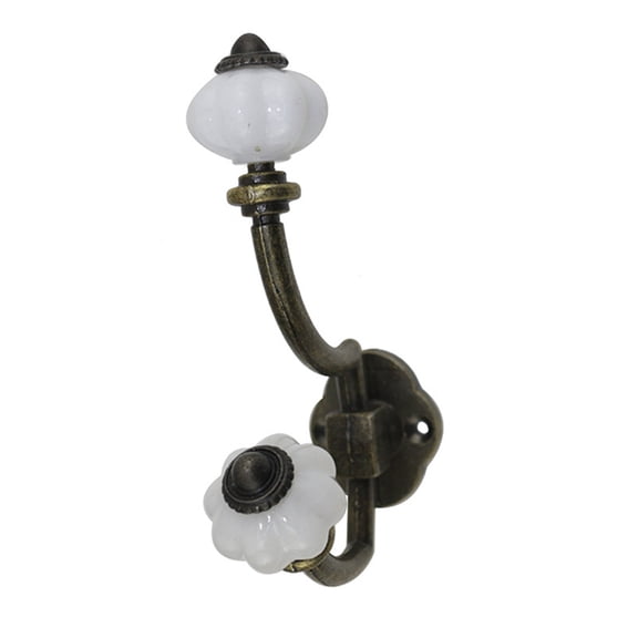 Antique Hanger Zinc Alloy Double Hook Heavy Duty Wall Hooks Sturdy Decorative Coat Racks for Hanging Hats Towels Keys