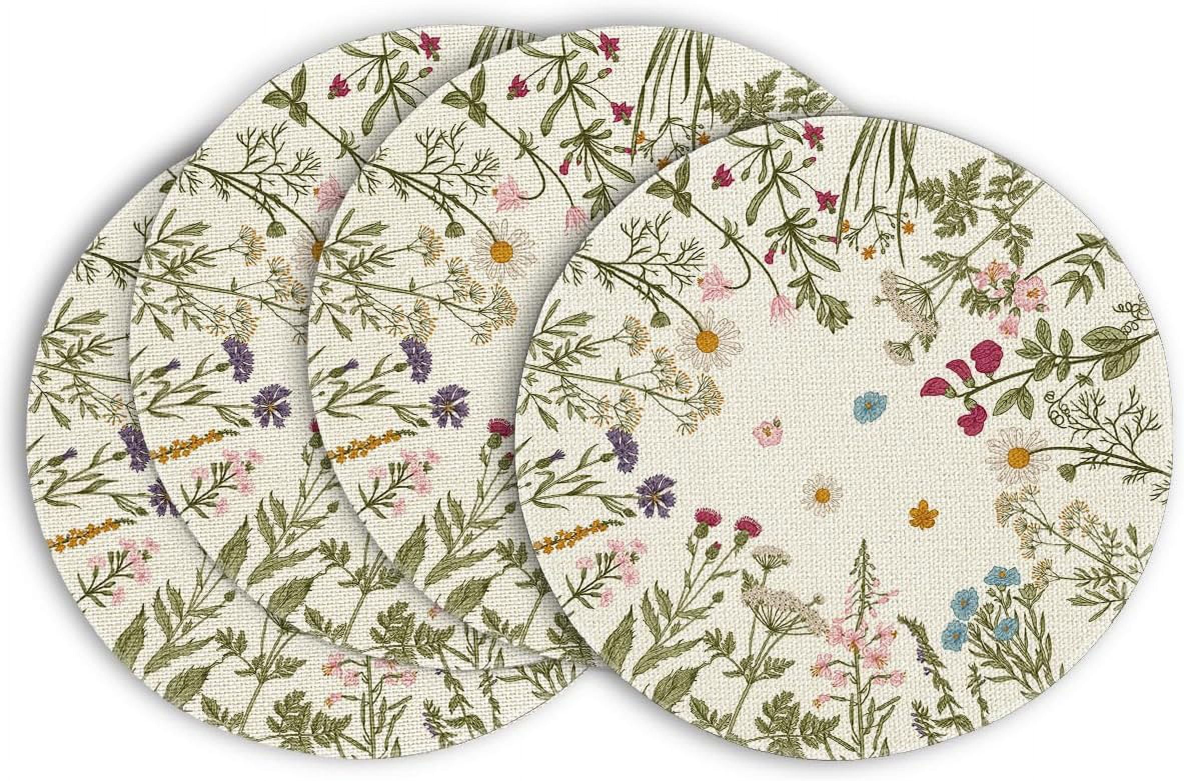 Antique Herbs Wild Flowers Spring Placemats Set of 4, 14 Inch Summer ...