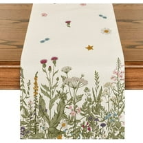 Antique Herbs and Wild Flowers Summer Table Runner, Spring Fall Kitchen Dining Table Decoration for Home Party 13x72 Inch