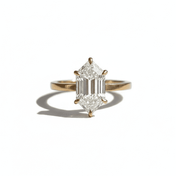 Antique Hexagon Cut Daimond Solitaire Engagement Ring, Elegant Stackable Ring, 6 Clow Prong Setting, Long Hexagon Bridal Jewelry, Proposal Ring, Promise Ring